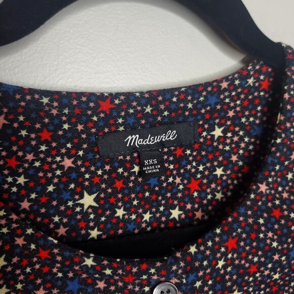 Madewell Studio Ruffle-Hem Top in Starry Night Black Star Print XXS 100% Cotton - Picture 5 of 16